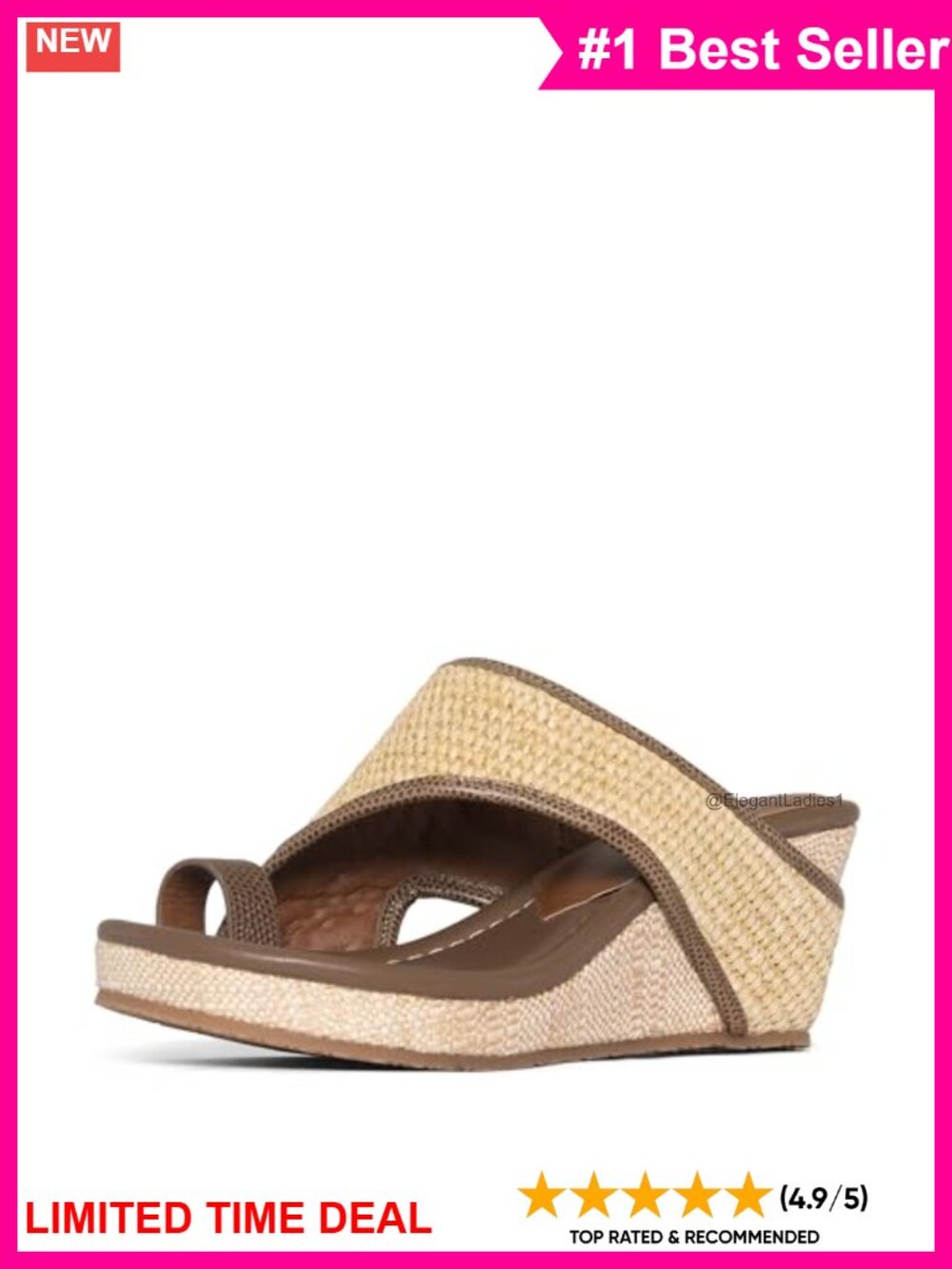 Raffia Wedge Sandals Memory Foam Insole Slingback Platform Heel
